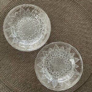 FLORAL SCALLOPED EDGE PRESSED 6" SHALLOW CLEAR GLASS KIG INDONESIA  BOWL PLATE